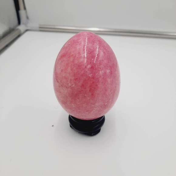 Vtg Pink Sparkle Dk Veins Alabaster Marble Stone  Egg Decorative Easter Spring - Picture 1 of 6